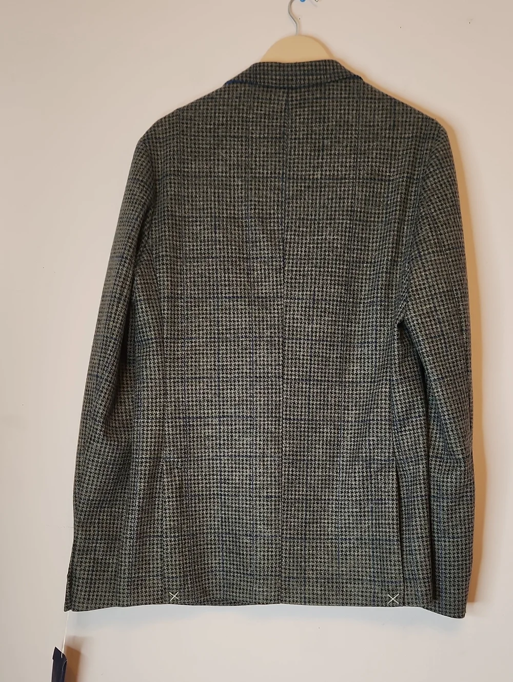 LANDS END Men's Gray Check Blazer - Classic Tailored Wool Blend, size 40L
